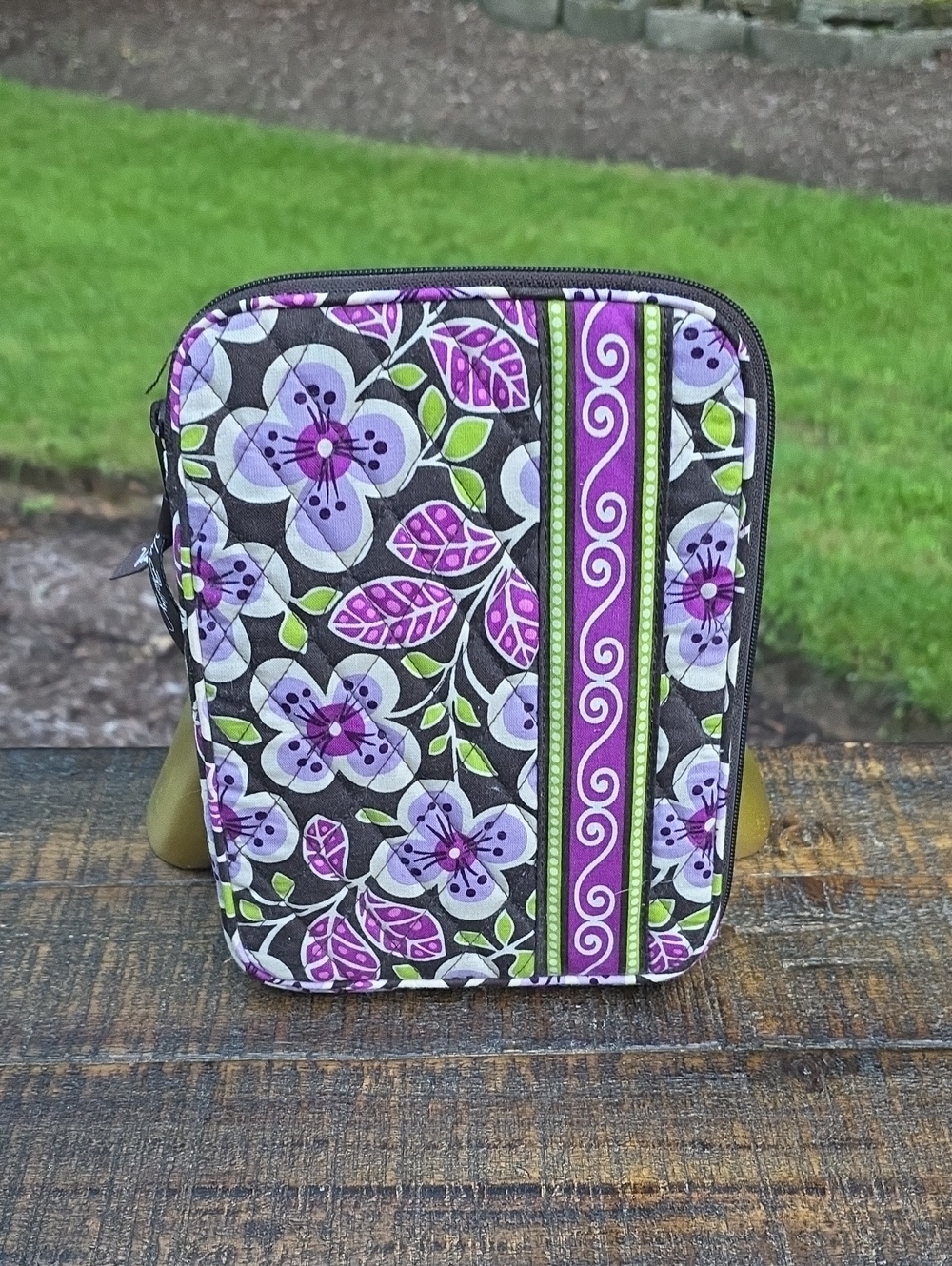 Vera Bradley Purple Floral Cosmetic Case with Green Accents